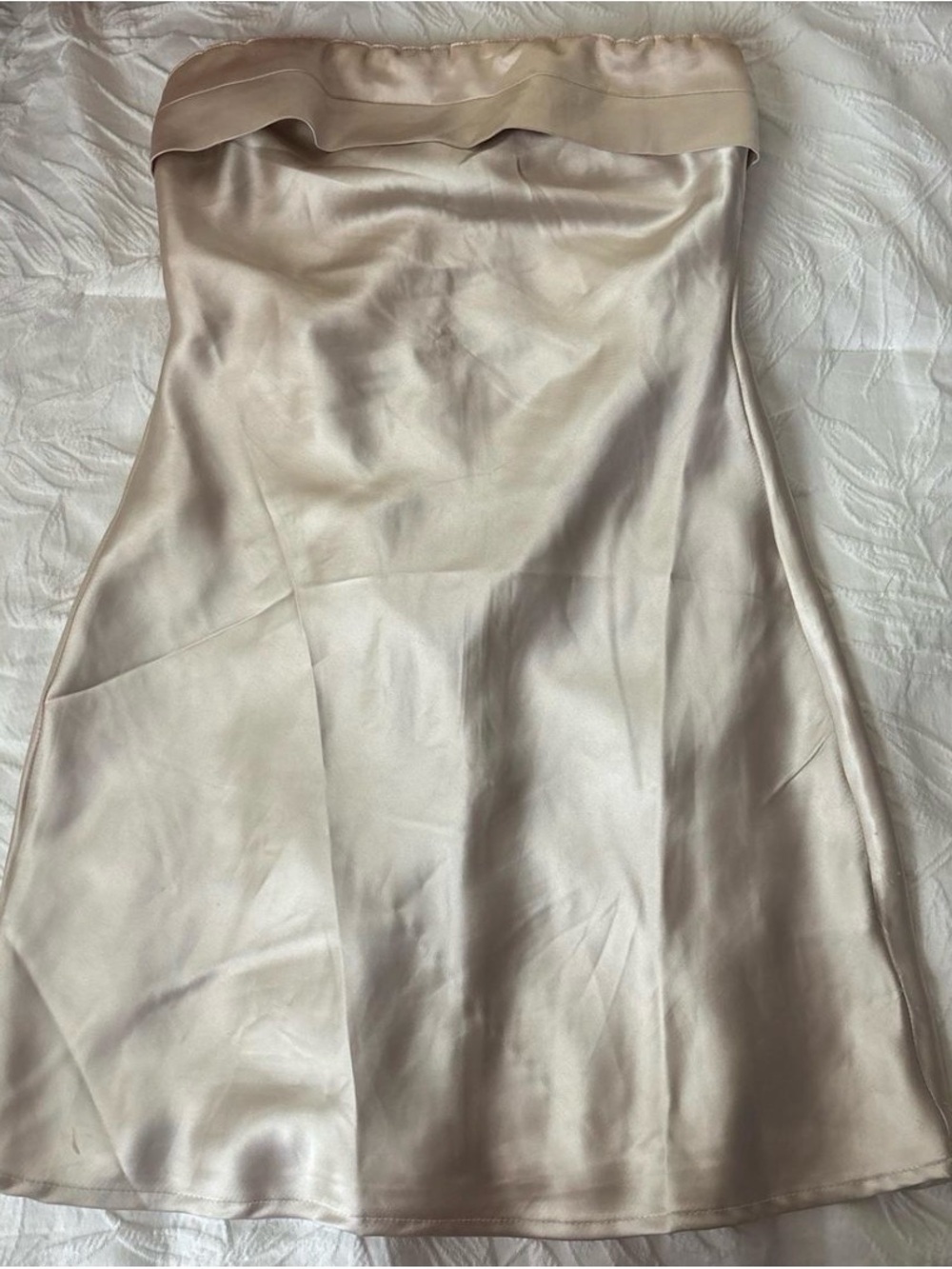 ALTAR’D STATE- Strapless Satin Dress in Cream